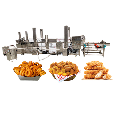 Small Scale Conveyor Belt Automatic Frying Machine Continuous Fryer